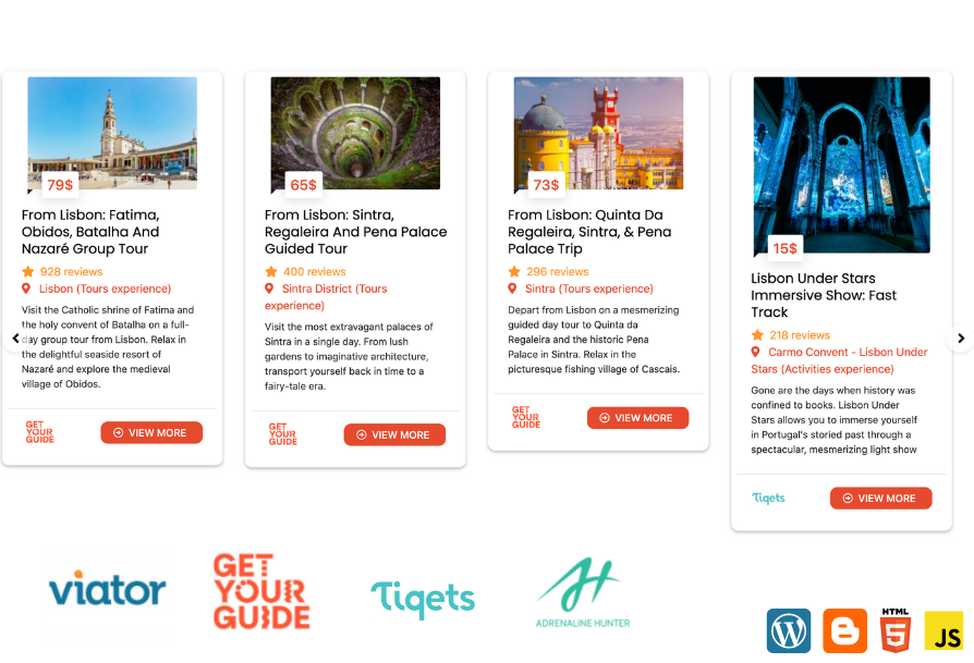 travel affiliate widget for tours and activities